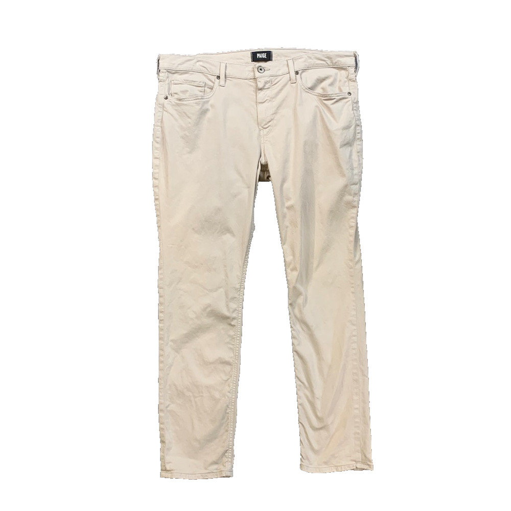 Paige Pants Mens 38 Oyster Lennox Cotton Blend Stretch Slim Fit 5 Pocket Ankle